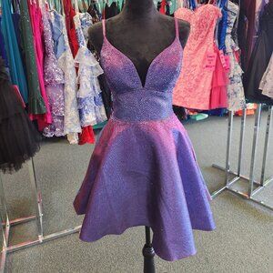 Alyce 3167 Size 8 Iridescent Purple Beaded Short Formal Homecoming Dress
